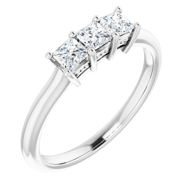 0.54 ct. Princess Cut Diamond 3 Stone Wedding Band-VIRABYANI